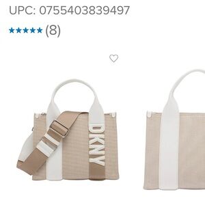 DKNY Women's Tan and White Tote Bag
